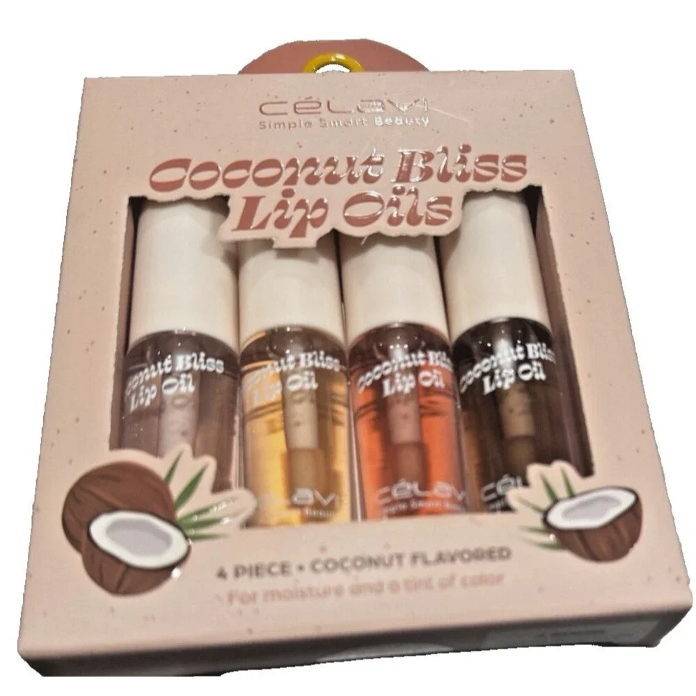 Celavi Simple Smart Beauty Coconut Bliss Lip Oils 4 PC Coconut Flavored